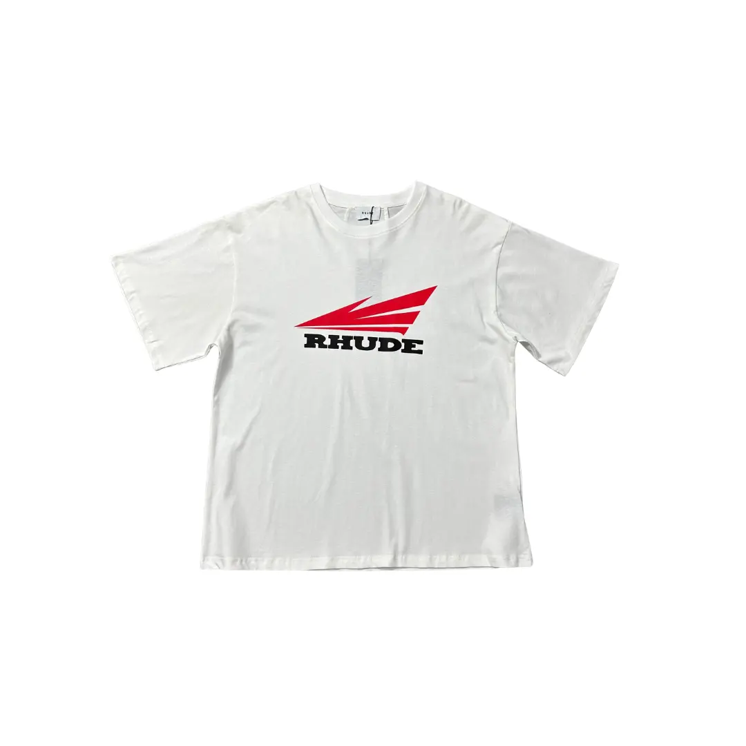Deluxeside-2026-02-05T154910.294 Rhude T Shirt White With Red Monogram Logo Cotton Jersey - Image 1