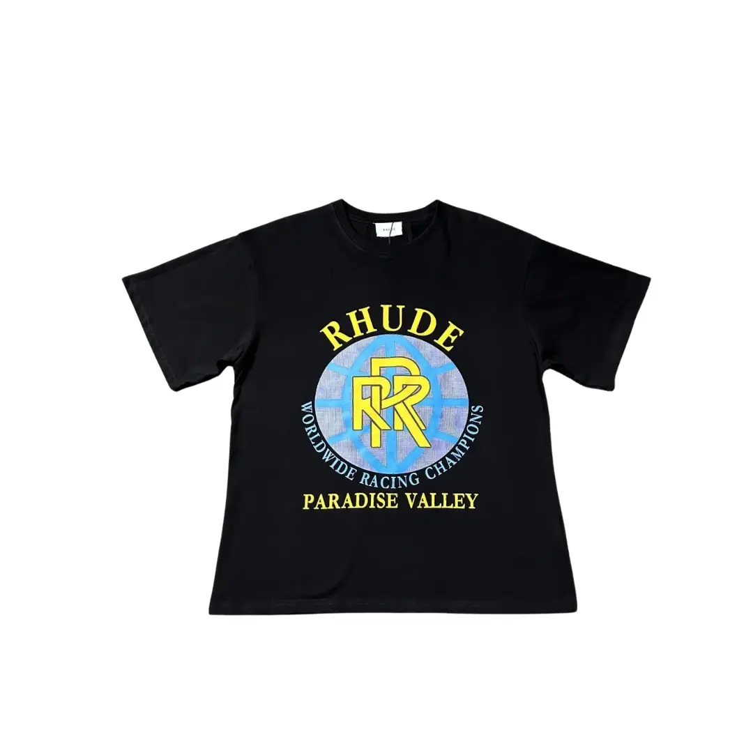 Deluxeside-2026-02-05T165633.994 Rhude T Shirt Black Paradise Valley Cotton Jersey - Image 1