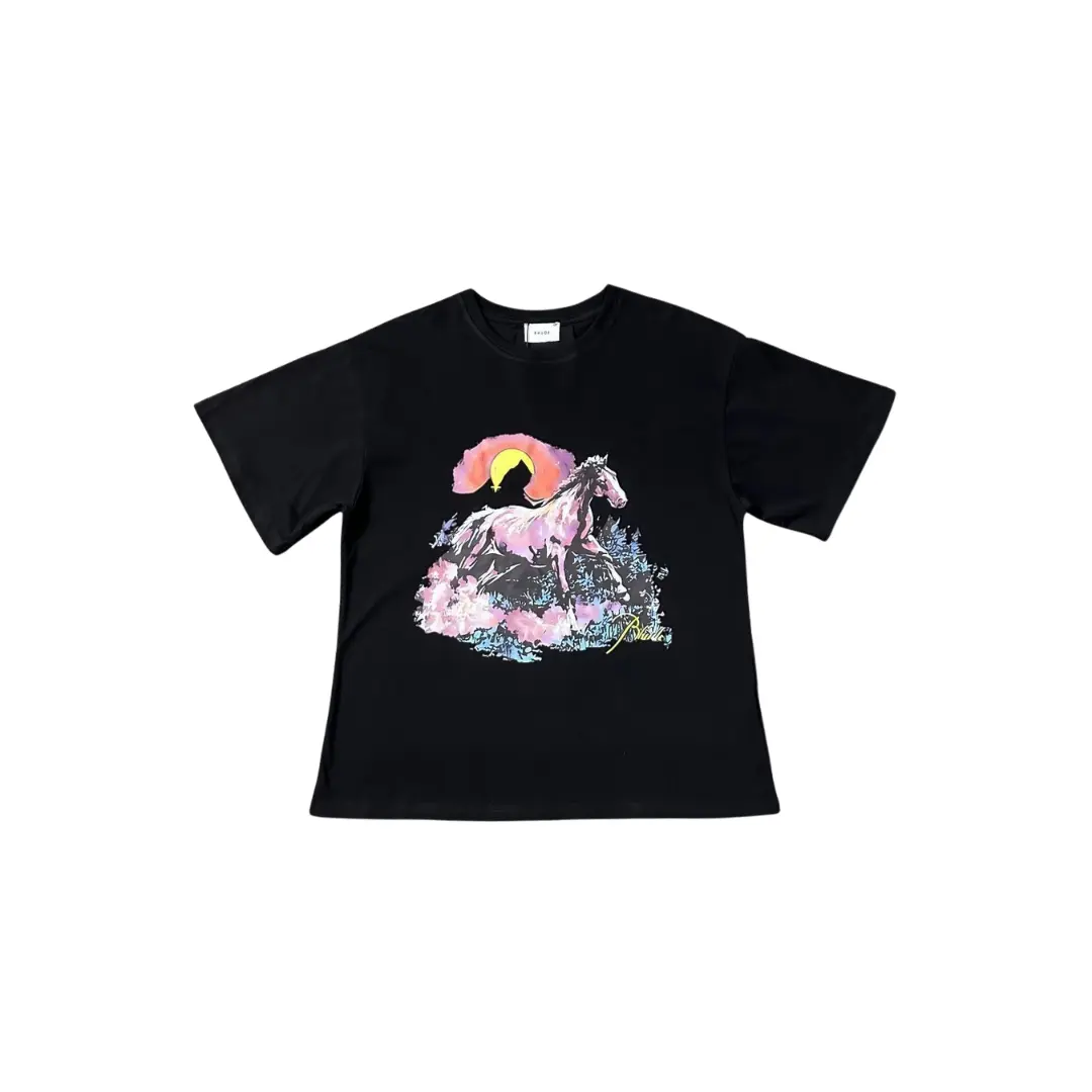 Deluxeside-2026-02-05T174335.166 Rhude T Shirt Black With Horse Monogram Cotton Jersey - Image 1