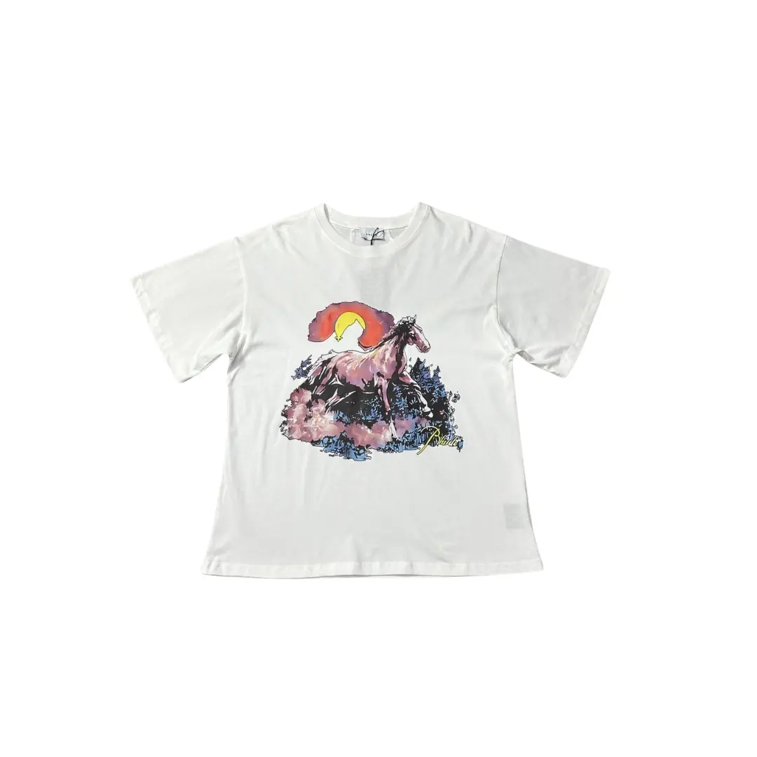 Deluxeside-2026-02-05T174421.040 Rhude T Shirt White With Horse Monogram Cotton Jersey - Image 1