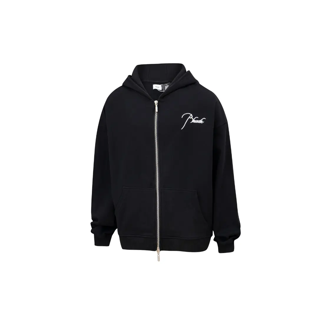 Deluxeside-2026-02-07T105819.565 Rhude Winter Zipper Jacket Black With Logo Print - Image 1