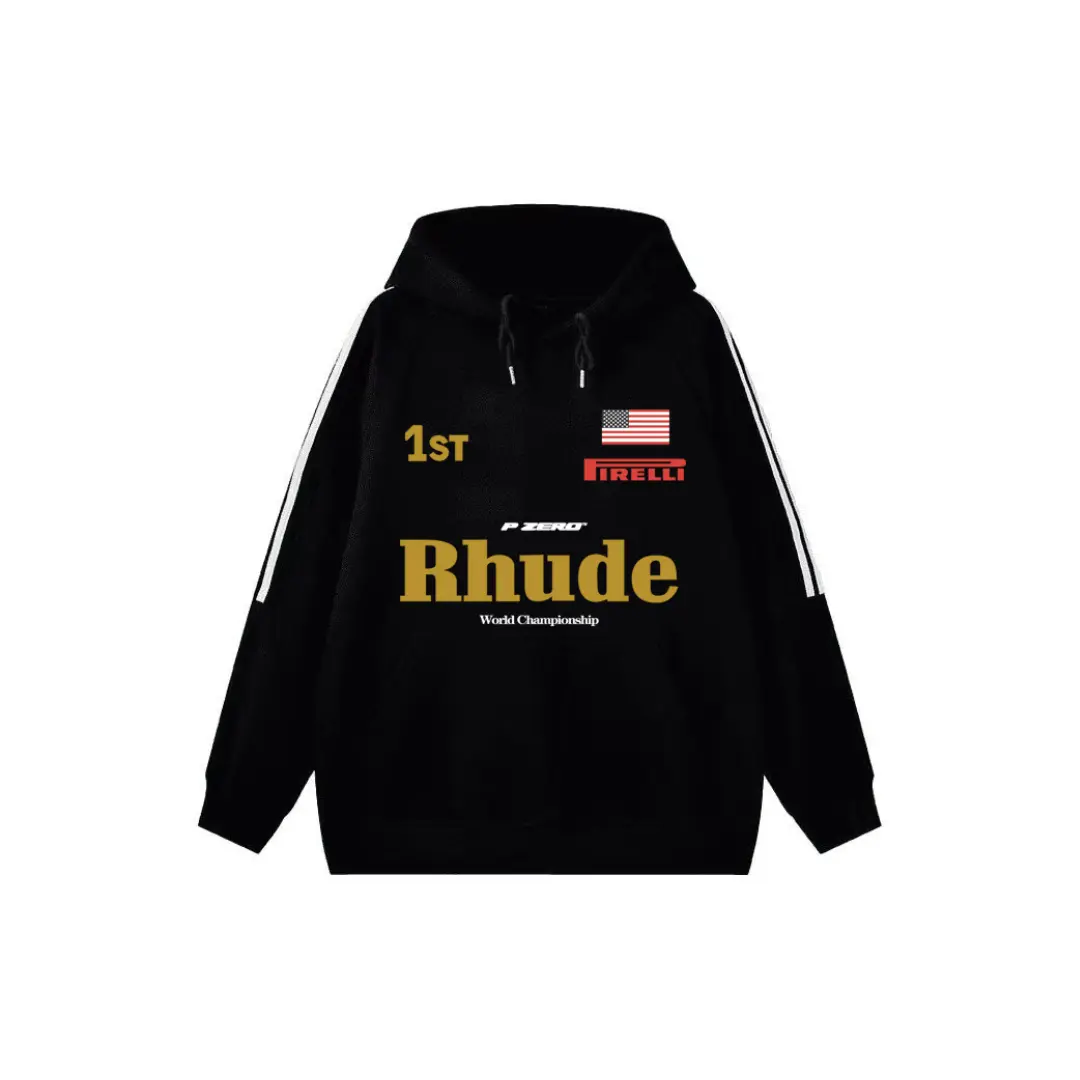 Deluxeside-2026-02-07T114140.301 Rhude Hoodie Black Vintage 1st P Zero Logo Monogram - Image 1