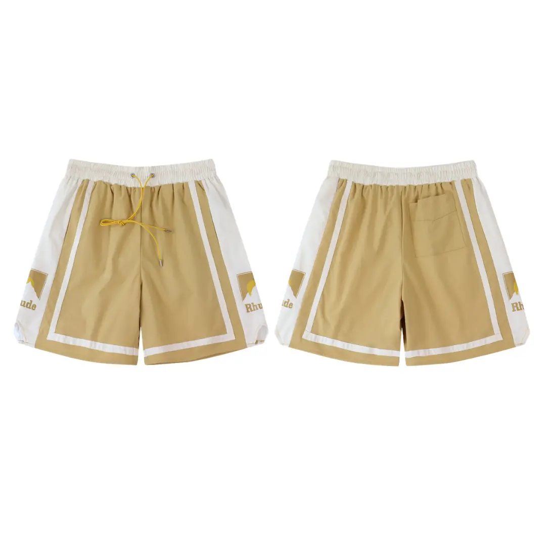 Deluxeside-33-1 RHUDE Cotton Track Shorts Beige - Image 1