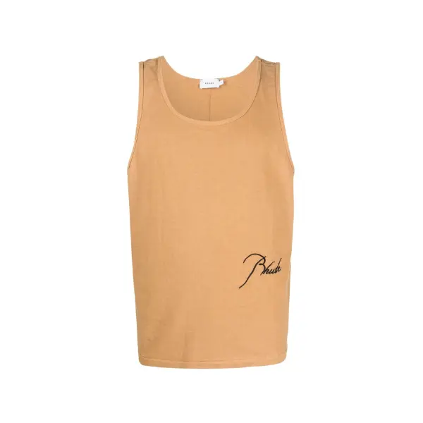 Deluxeside-51 RHUDE Logo-Embroidered Tank Top Brown - Image 1