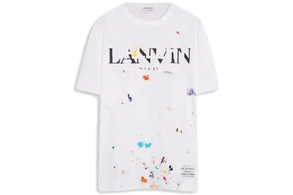 Lanvin-x-Gallery-Department-Logos-Printed-T-Shirt-With-Paint-Marks-White Lanvin x Gallery Dept. Logos Printed T-Shirt With Paint Marks White - Image 1