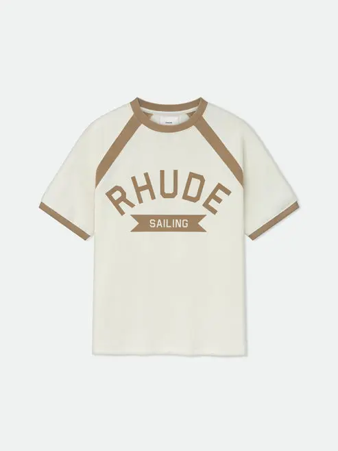 RHPS25TT21012_RHUDE_SAILING_TEE-VTG_WHITE_KHAKI_1 RHUDE SAILING T-Shirt KHAKI - Image 1