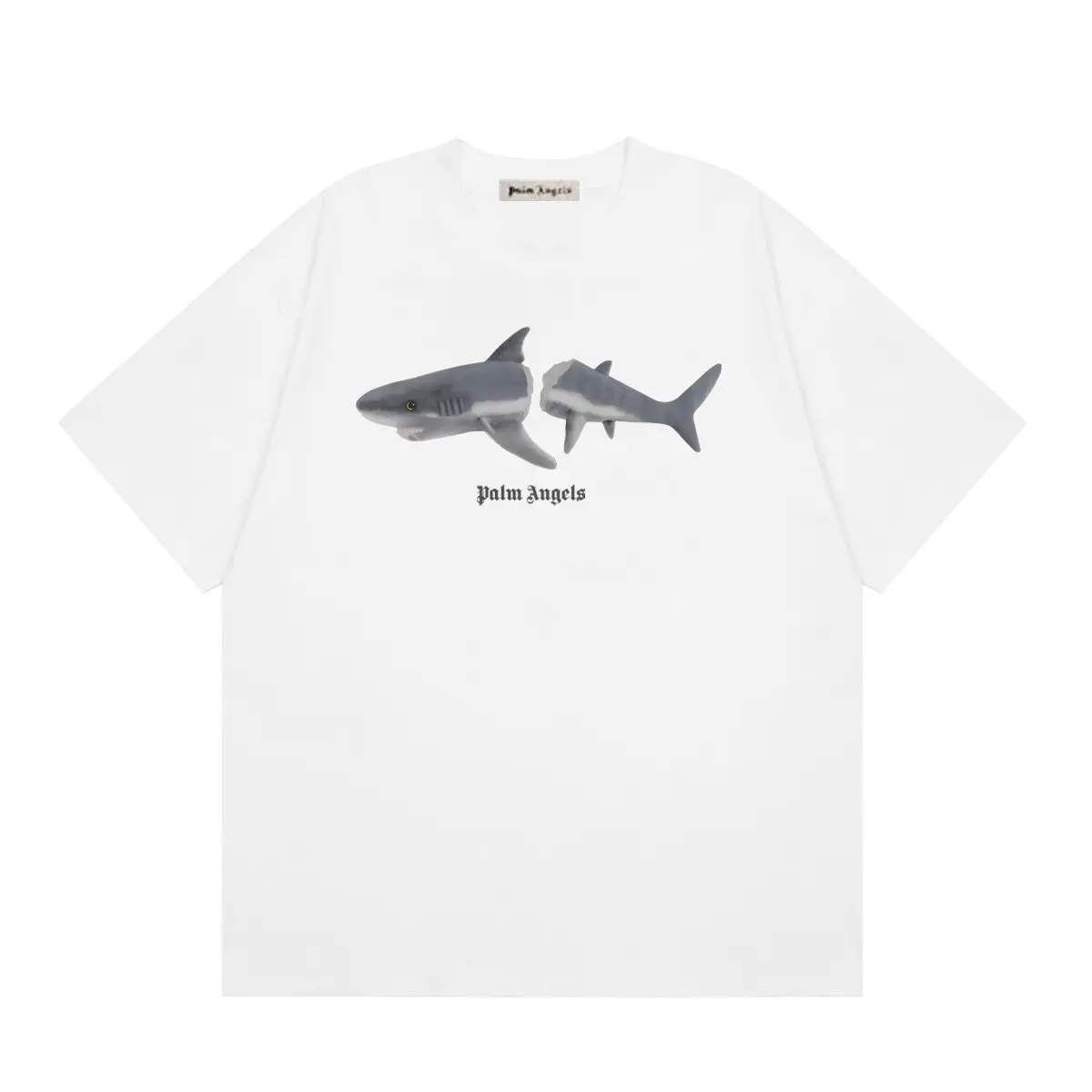 b1945a4a Palm Angels White T Shirt Shark Monogram Print - Image 1