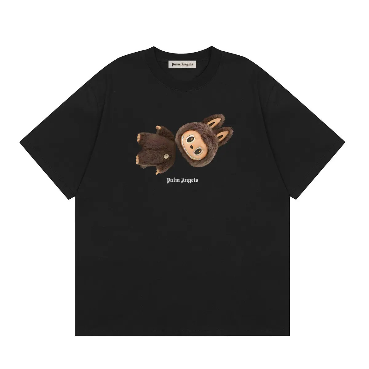 caf5220e Palm Angels Crewneck T Shirt Black With Brown Teddy Graphic - Image 1