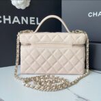 Chanel Caviar Top Handle Slim Beige Vanity Bag - Image 2