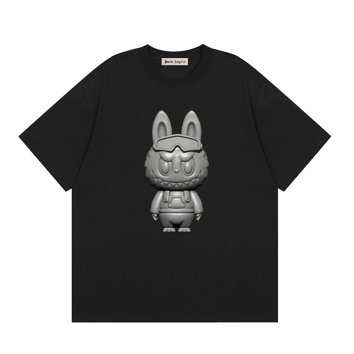d50514e3 Palm Angels Crewneck T Shirt Black With Gray Graphic Print - Image 1