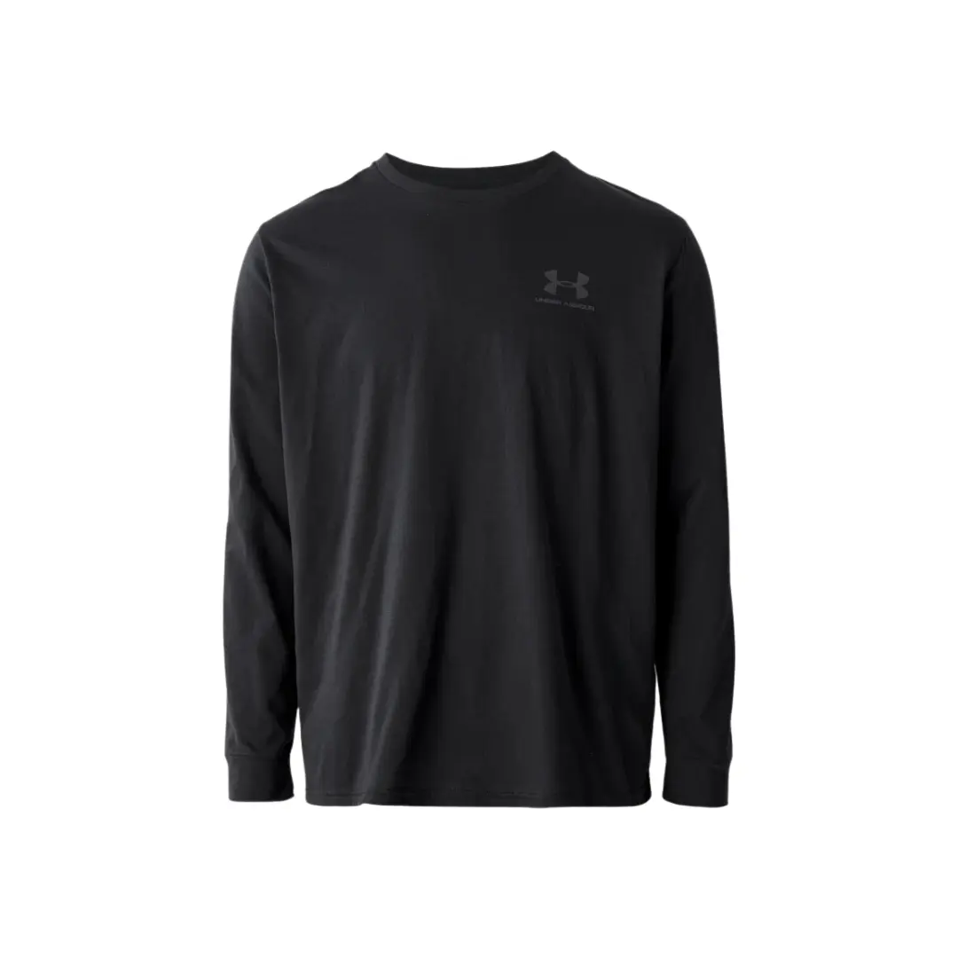 dd-5-5 Under Armour LEFT CHEST Long Sleeve Shirt Black/Pitch Gray - Image 1
