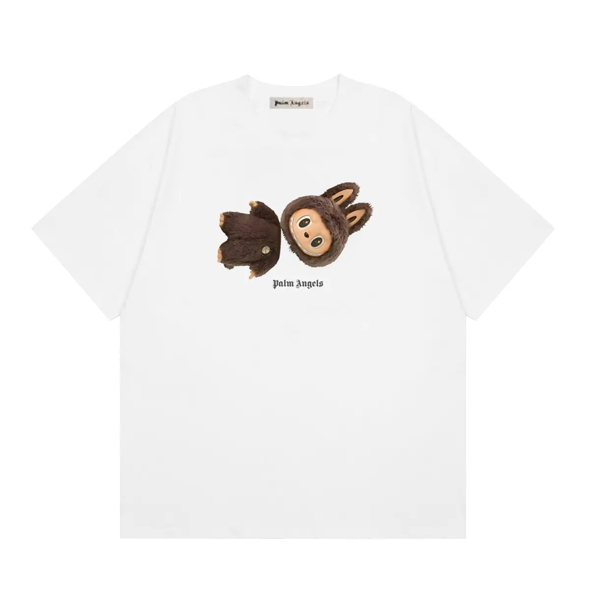 dd2bf894 Palm Angels Crewneck T Shirt White With Brown Teddy Graphic - Image 1