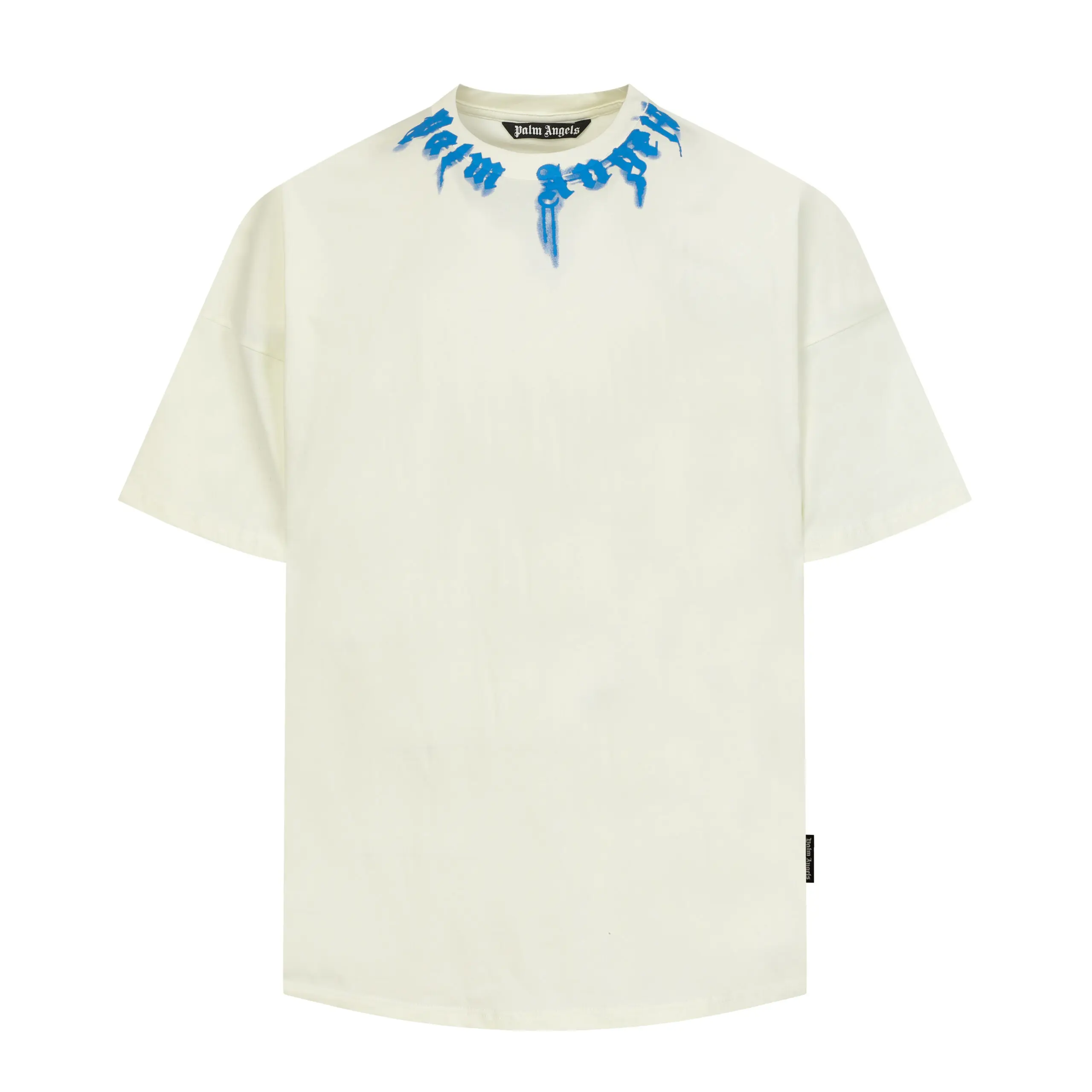 e1fdf254-scaled Palm Angels White With Blue Neck Logo T Shirt - Image 1