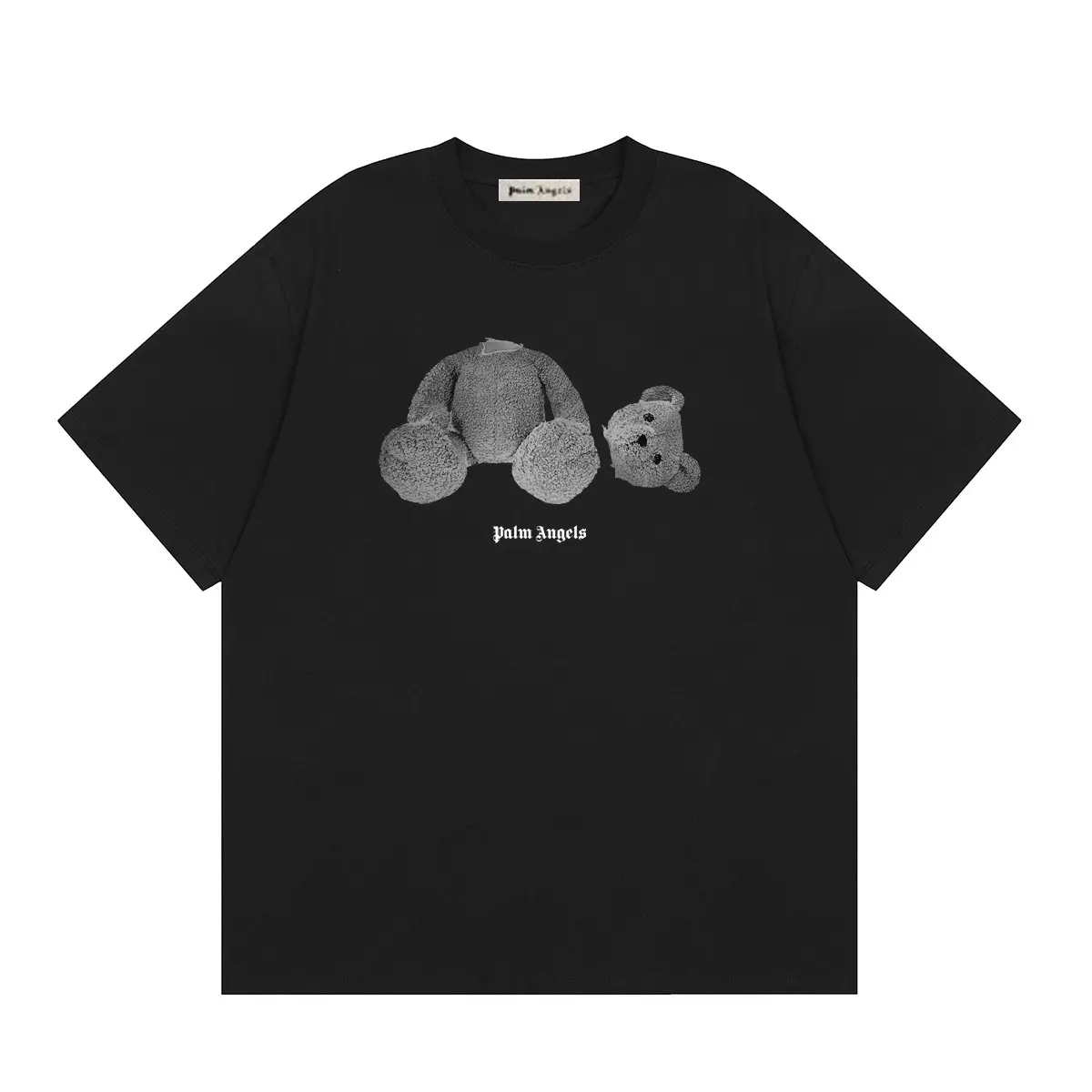 f0104958 Palm Angels Gray Spray Broken Bear T Shirt Black - Image 1