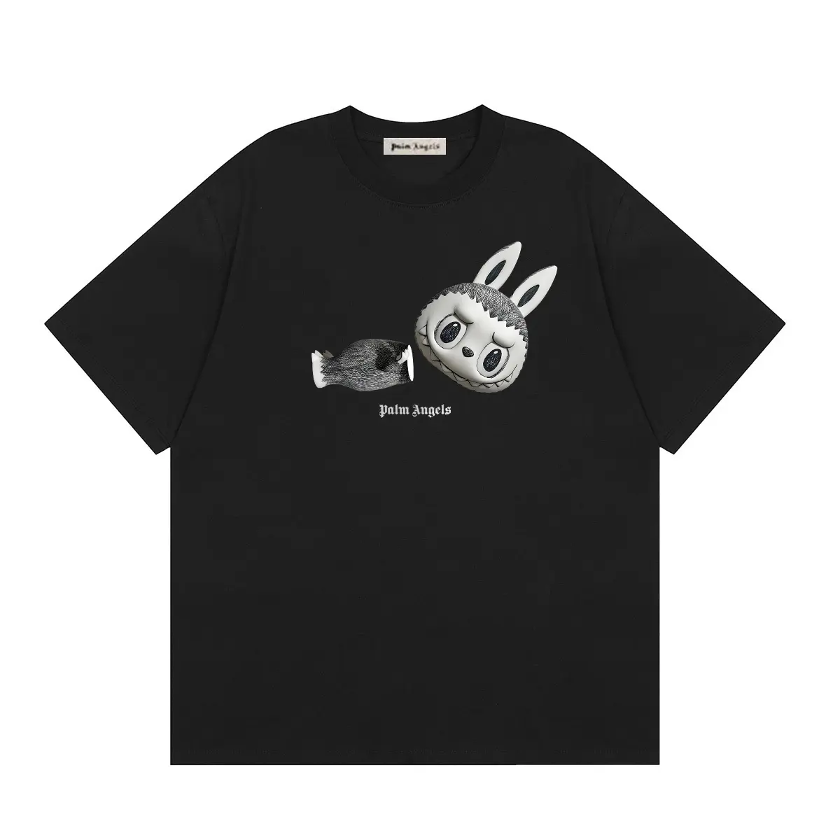 f4aa6f53 Palm Angels Crewneck T Shirt Black With Gray Graphic - Image 1