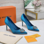 LV Blue Satin Dionysus Pumps Shoes