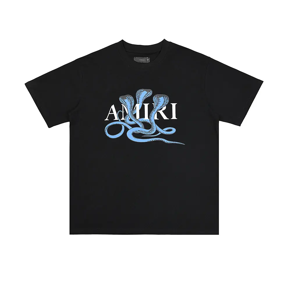 0054ffe9 Amiri Black T Shirt Snake Graphic Design Print - Image 1