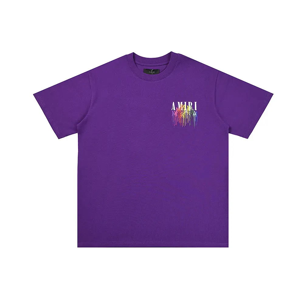 065223fc Amiri Purple T Shirt Multi Color Dripping Effect Logo - Image 1