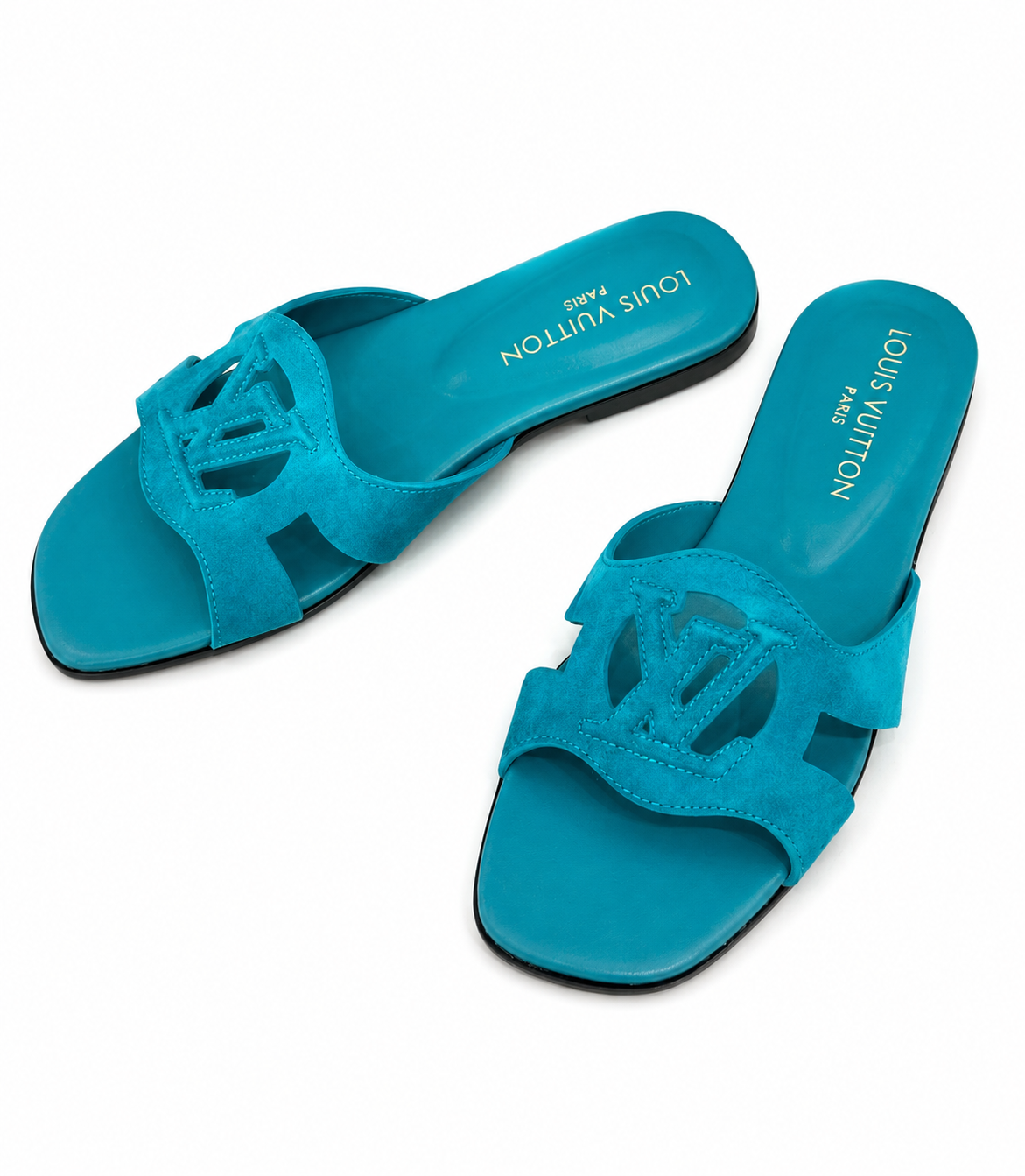 69644d21-6ca5-4475-be41-0883e39b5418 LV Isola Flat Mule Teal - Image 1