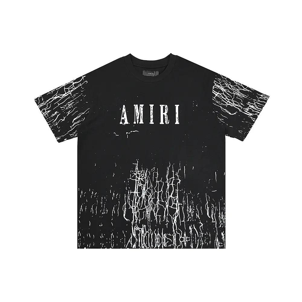 87918edf AMIRI Cracked Print Logo T Shirt Black - Image 1
