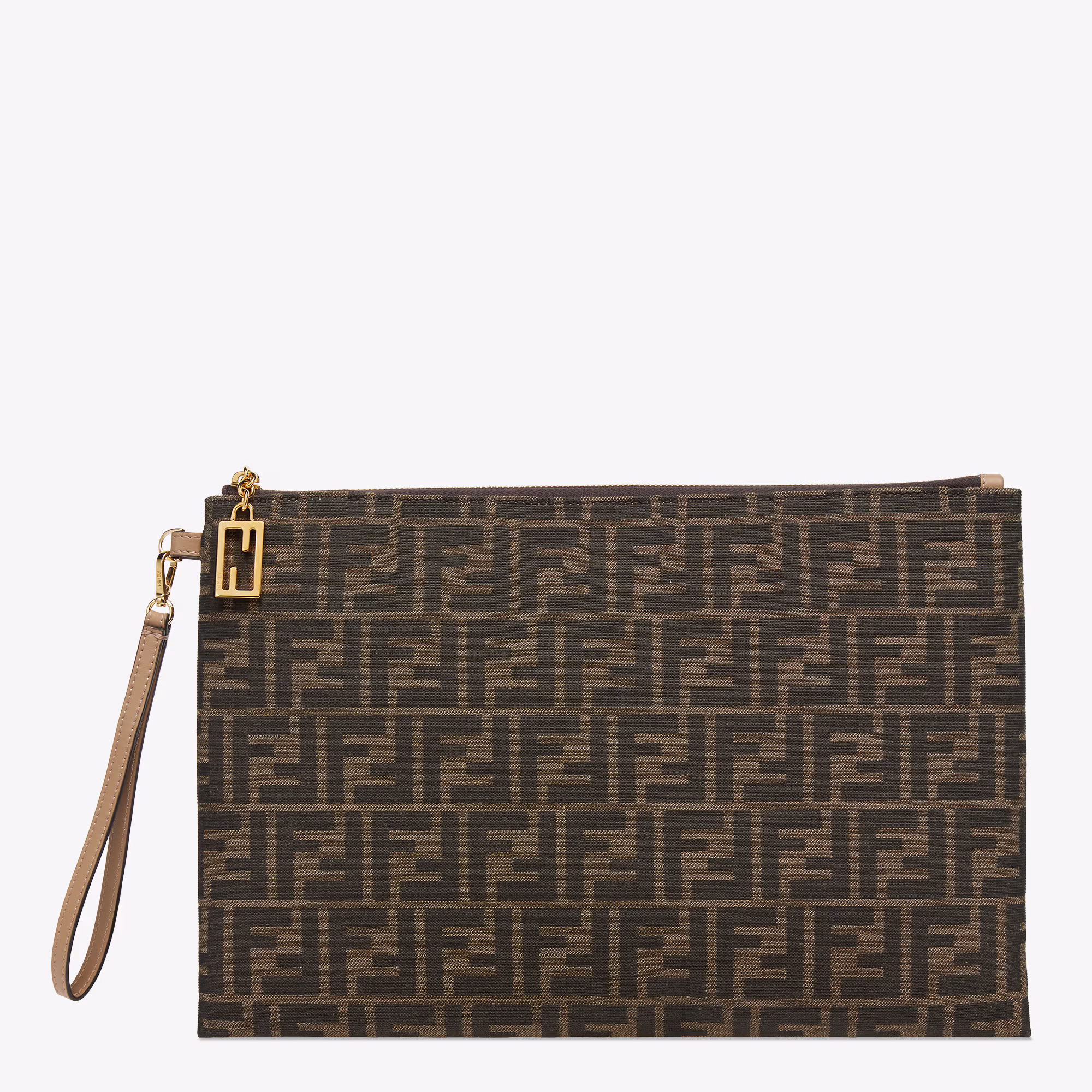 8N0178AD23F1GE3_01 Fendi Flat Baguette Jacquard Fabric Pouch - Image 1