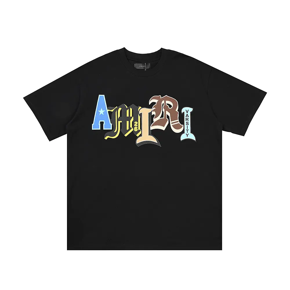 8abfc167 Amiri Black T Shirt Multi Color Logo - Image 1