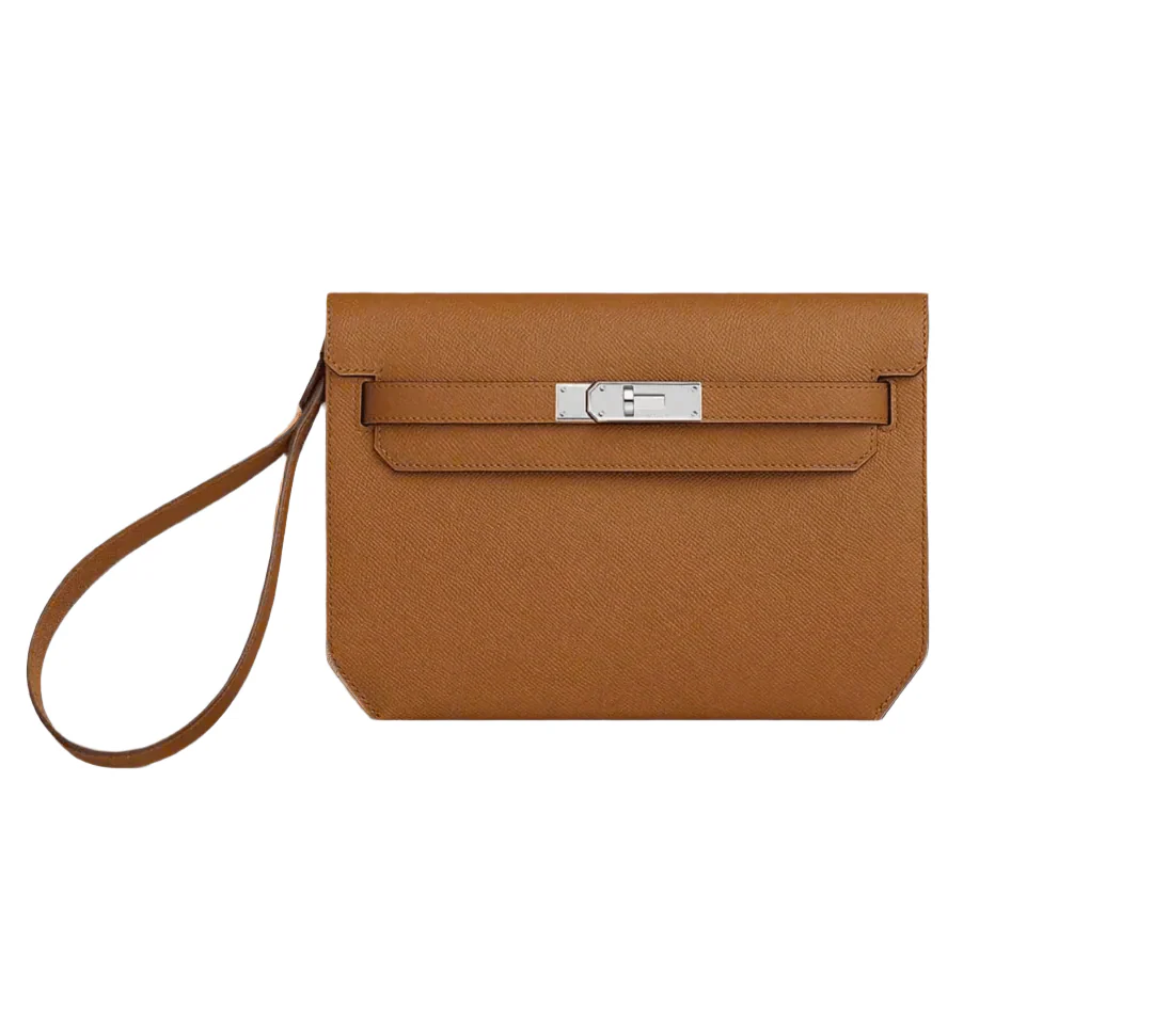 Depeches_25_Gold_Epsom_PHW_Front Hermes Kelly Depeches 25 Gold Epsom Leather - Image 1