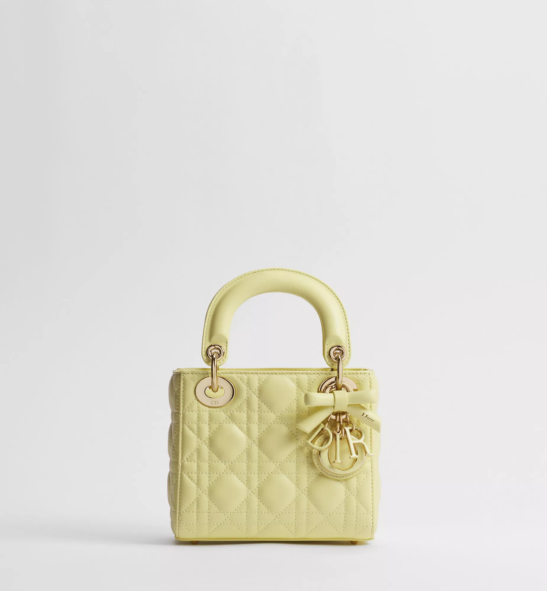 M0505OFJAM51Y_SBG_E01 Dior Yellow Micro Lady Gold-Tone Charms Bag - Image 1