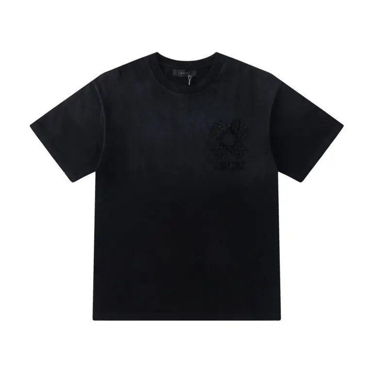 a1562608 Amiri Plain Black T Shirt With Logo Embroidery - Image 1