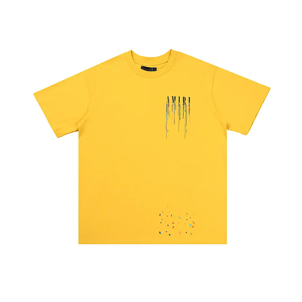cdd04d11 Amiri Terry Cloth Paint Dripping T Shirt Yellow - Image 1