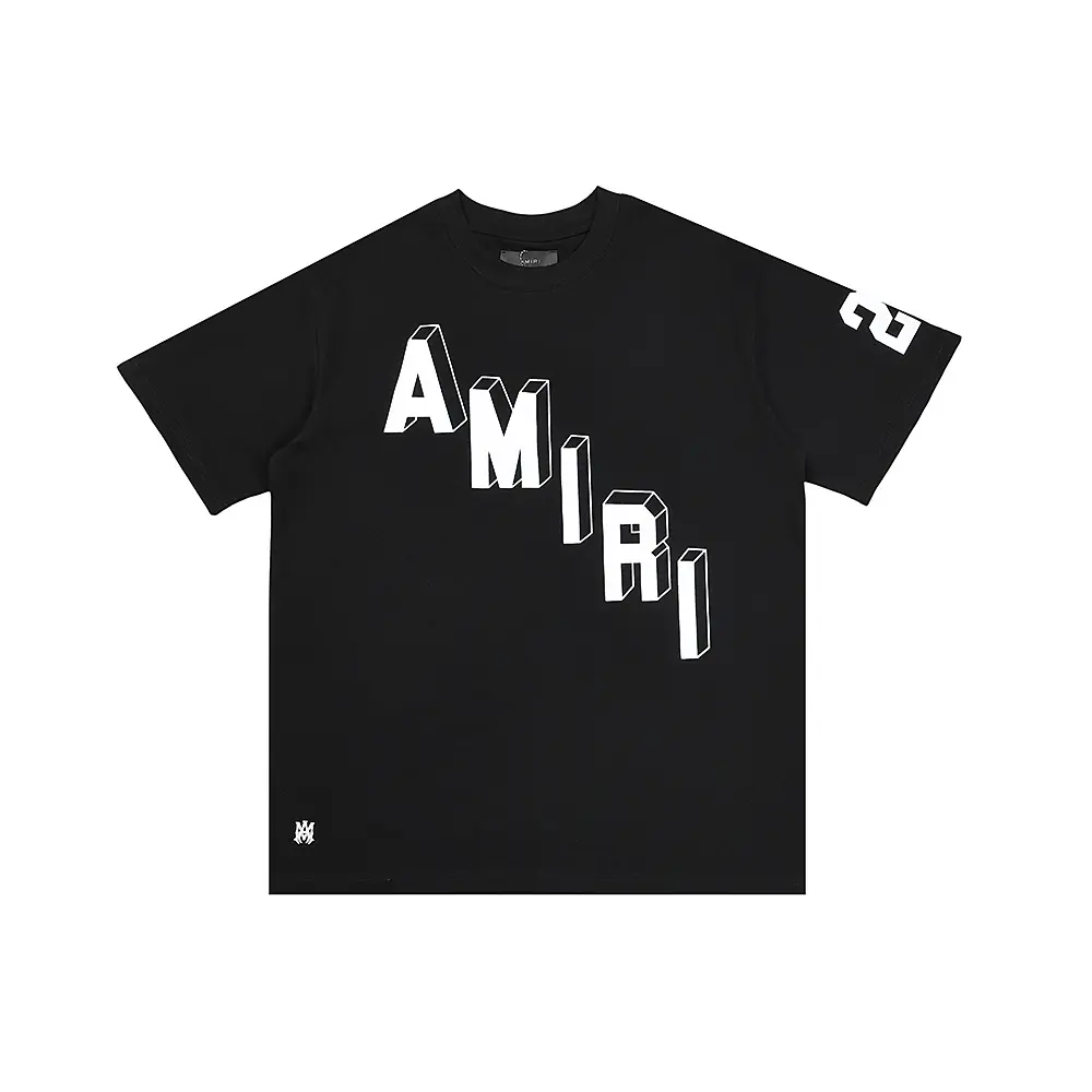 dc7689e6 Amiri Black T Shirt White Logo - Image 1